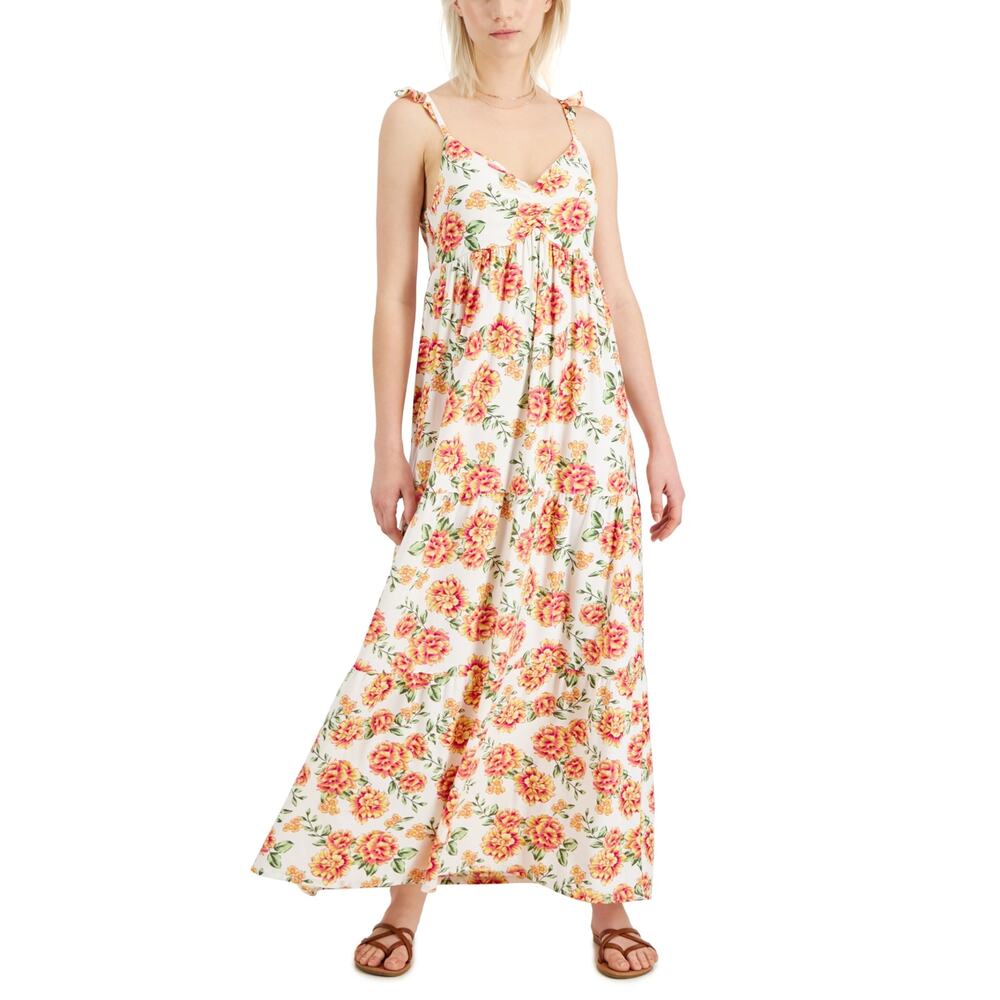 Jamie Layla White Orange Floral Maxi Tiered Sundress Dress PM Petite Medium New